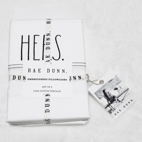 🆕Rae Dunn Set of 2 HIS/HERS Standard Pillowcases - Picture 2 of 6